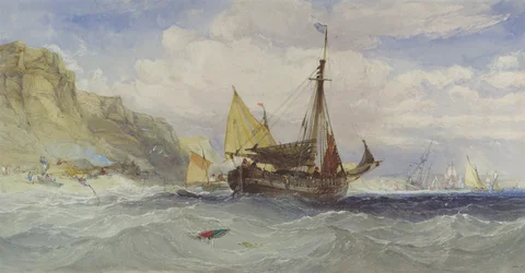 Barcos de pesca fora da ilha de Wight